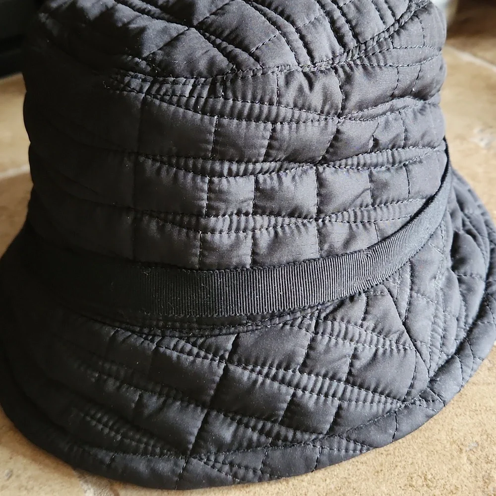 Kate Spade Black Quilted Bucket Hat with Bow - Picture 3 of 9